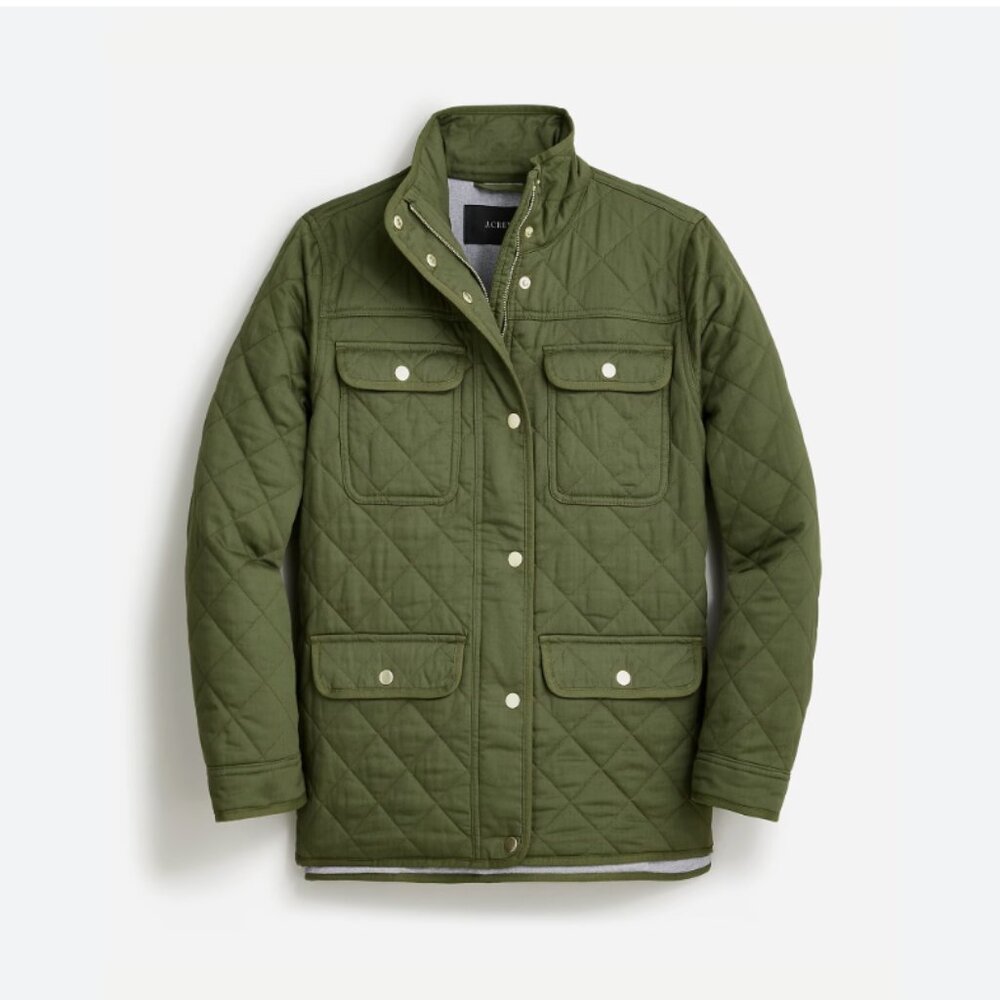 J. Crew Quilted Green Utility Jacket